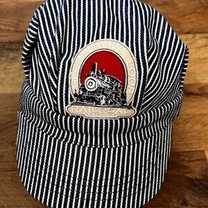 Train Conductor Hat Striped Engineer Cap Blue Hickory Stripe Railroad Colorado